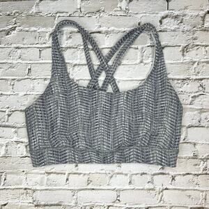 Lululemon Energy Sports Bra Size 4 Grey Arrow Jacquard Activewear Gym Workout